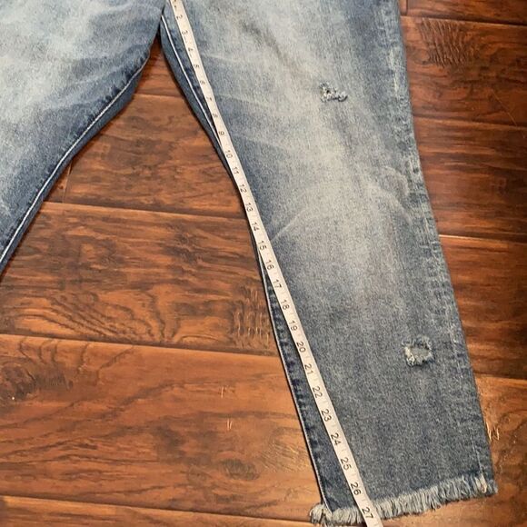 Torrid High-Rise Straight Distressed Ripped Denim Raw Hem Jeans Contemporary - Picture 4 of 14